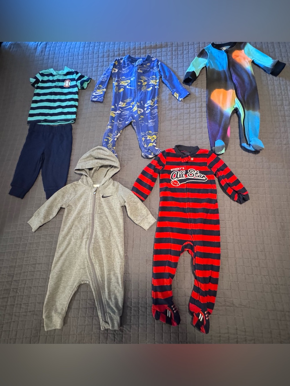 Carter's ,Nike,Red and Navy Striped All-Star Footie One-Piece